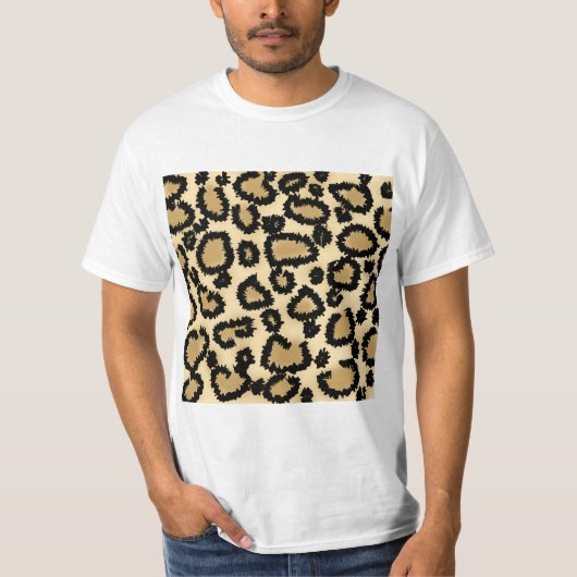 Leopard Print Pattern, Bruin en Zwart. T-shirt (Voorkant)