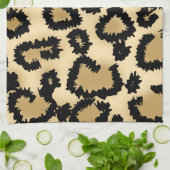 Leopard Print Pattern, Bruin en Zwart. Theedoek (Gevouwen)