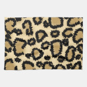 Leopard Print Pattern, Bruin en Zwart. Theedoek (Horizontaal)