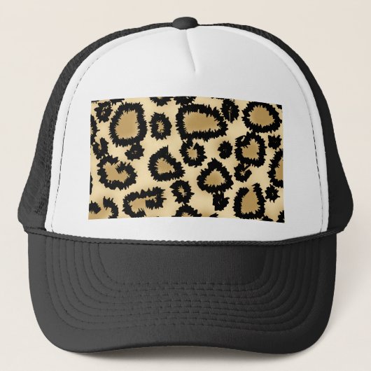 Leopard Print Pattern, Bruin en Zwart. Trucker Pet (Voorkant)