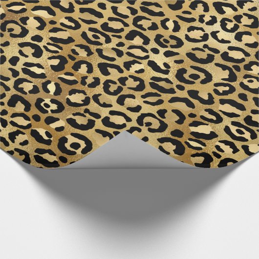 Leopard Print Pattern in Gold en Black Cadeaupapier (Hoek)