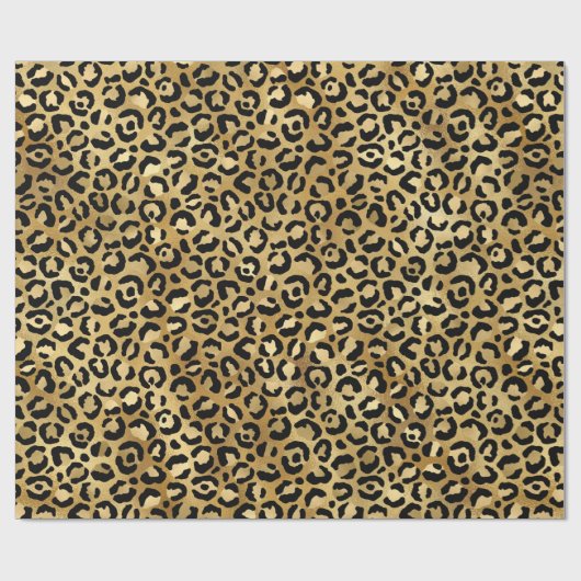 Leopard Print Pattern in Gold en Black Cadeaupapier (Vlak)