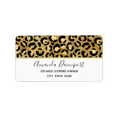 Leopard Print Pattern in Gold en Black Etiket (Voorkant)