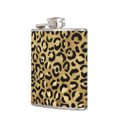 Leopard Print Pattern in Gold en Black Heupfles (Links)