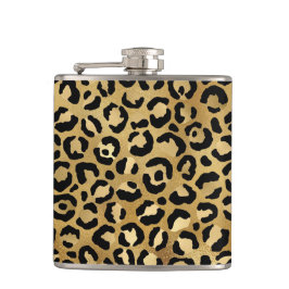 Leopard Print Pattern in Gold en Black Heupfles