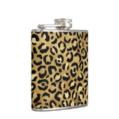 Leopard Print Pattern in Gold en Black Heupfles (Rechts)