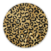 Leopard Print Pattern in Gold en Black Keramische Knop (Voorkant)