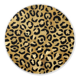 Leopard Print Pattern in Gold en Black Keramische Knop
