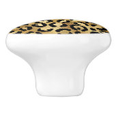 Leopard Print Pattern in Gold en Black Keramische Knop (Zijkant)
