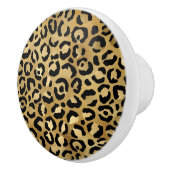 Leopard Print Pattern in Gold en Black Keramische Knop (Rechts)