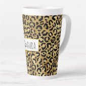 Leopard Print Pattern in Gold en Black Latte Mok (Rechterhoek)