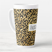 Leopard Print Pattern in Gold en Black Latte Mok (Linkerhoek)