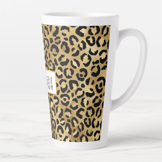 Leopard Print Pattern in Gold en Black Latte Mok (Rechts)