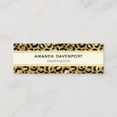 Leopard Print Pattern in Gold en Black Mini Visitekaartje (Voorkant)