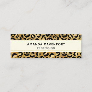 Leopard Print Pattern in Gold en Black Mini Visitekaartje