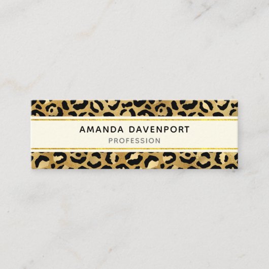 Leopard Print Pattern in Gold en Black Mini Visitekaartje (Voorkant)