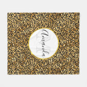 Leopard Print Pattern in Gold en Black Monogram Fleece Deken (Voorkant (Horizontaal))