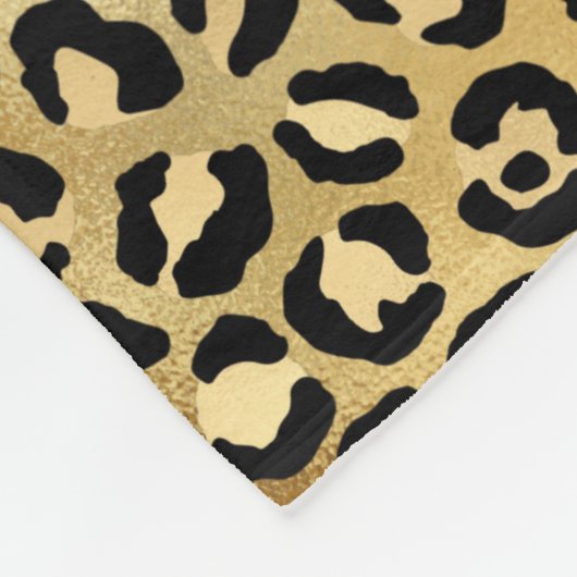 Leopard Print Pattern in Gold en Black Monogram Fleece Deken (Hoek)