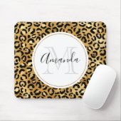 Leopard Print Pattern in Gold en Black Monogram Muismat (Met muis)