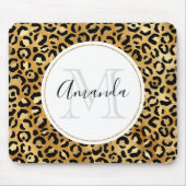 Leopard Print Pattern in Gold en Black Monogram Muismat (Voorkant)