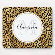 Leopard Print Pattern in Gold en Black Monogram