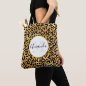 Leopard Print Pattern in Gold en Black Monogram Tote Bag (Dichtbij)