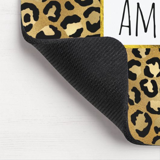 Leopard Print Pattern in Gold en Black Muismat (Hoek)