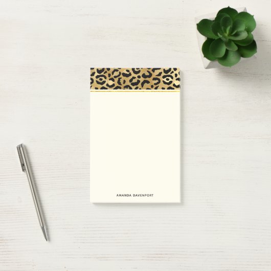 Leopard Print Pattern in Gold en Black Post-it® Notes (Kantoor)