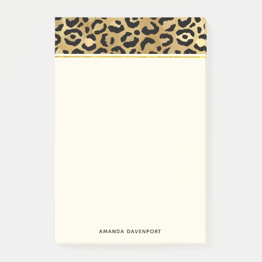 Leopard Print Pattern in Gold en Black Post-it® Notes (Voorkant)