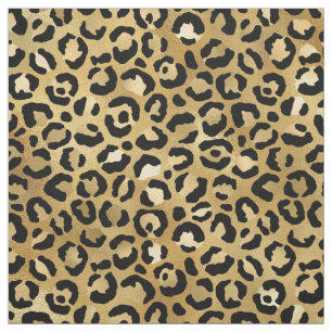 Leopard Print Pattern in Gold en Black Stof