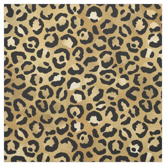 Leopard Print Pattern in Gold en Black Stof (Swatch)