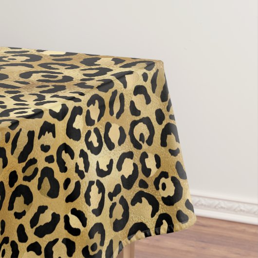 Leopard Print Pattern in Gold en Black Tafelkleed (Voorbeeld)