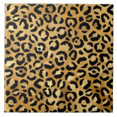 Leopard Print Pattern in Gold en Black Tegeltje (Voorkant)