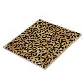 Leopard Print Pattern in Gold en Black Tegeltje (Zijkant)