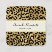 Leopard Print Pattern in Gold en Black Vierkante Visitekaartje (Voorkant)