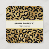 Leopard Print Pattern in Gold en Black Vierkante Visitekaartje (Voorkant)