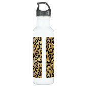 Leopard Print Pattern in Gold en Black Waterfles (Achterkant)