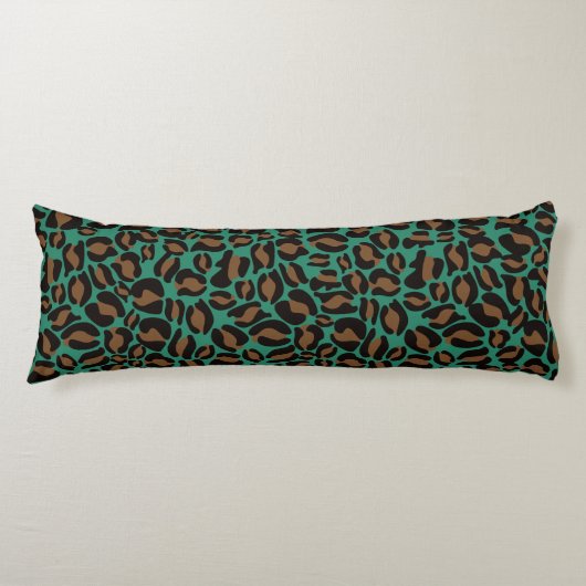 Leopard Print Pattern Oerwoud Green brown Lichaamskussen (Voorkant)