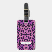 Leopard Print Pattern Paars Elegant persoonlijk Bagagelabel (Voorkant verticaal)