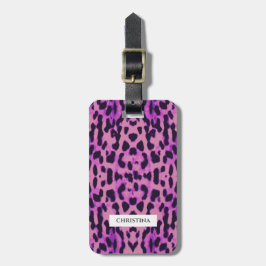 Leopard Print Pattern Paars Elegant persoonlijk Bagagelabel