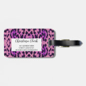 Leopard Print Pattern Paars Elegant persoonlijk Bagagelabel (Achterkant horizontaal)