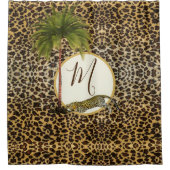 Leopard Print Pattern Palm Tree Elegant Monogram Douchegordijn (Voorkant)