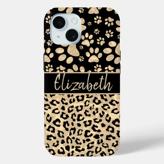 Leopard Print Paws Afdrukken Sepia Aangepast Case-Mate iPhone Case (Achterkant)