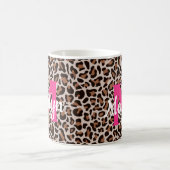 Leopard Print Personaliseer naam Hot-Pink Coffee M Koffiemok (Center)