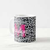 Leopard Print Personalize Name Diamonds Coffee Mok (Voorkant links)