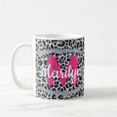 Leopard Print Personalize Name Diamonds Coffee Mok (Links)