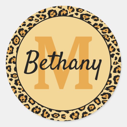 Leopard Print Persoonlijk Ronde Sticker (Voorkant)