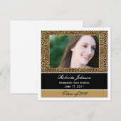 Leopard Print Photo Afstuderen Invitation Kaart (Voorkant / Achterkant)