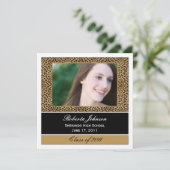 Leopard Print Photo Afstuderen Invitation Kaart (Staand voorkant)
