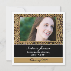 Leopard Print Photo Afstuderen Invitation Kaart